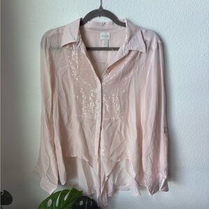 Chico's Light Pink Sequin Blouse